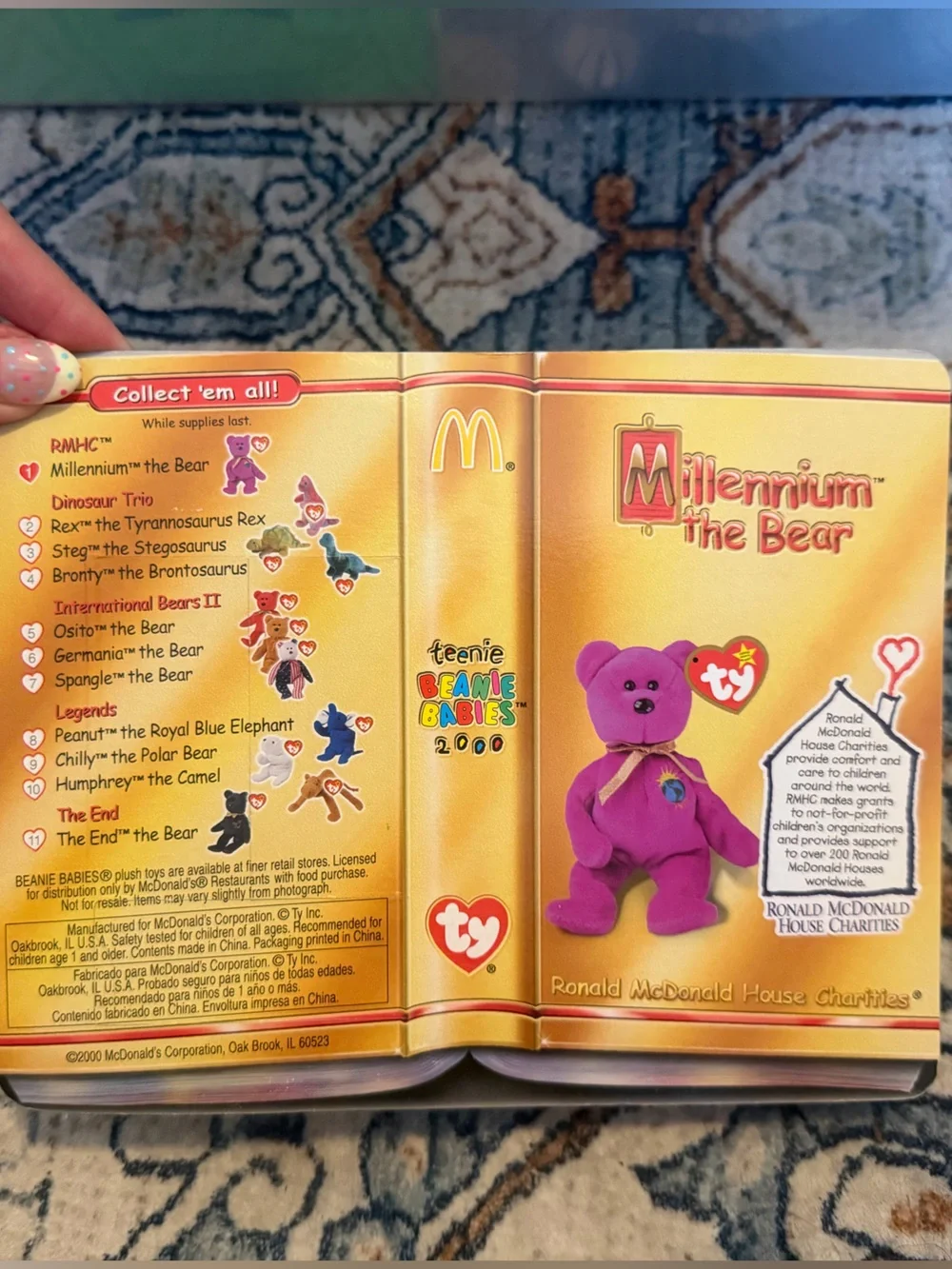 vintage McDonalds TY Millennium the Bear Beanie Baby RARE Retired Jan 1, 1999